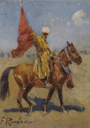 The Standard Bearer by Franz Roubaud Oil Painting