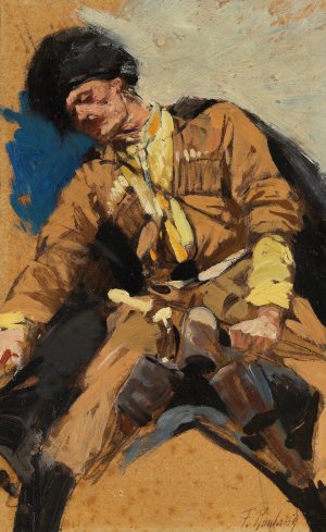 Tscherkessischer Reiter by Franz Roubaud Oil Painting
