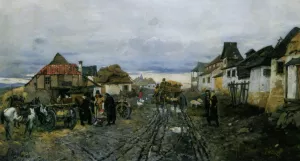Village Traders by Franz Roubaud - Oil Painting Reproduction