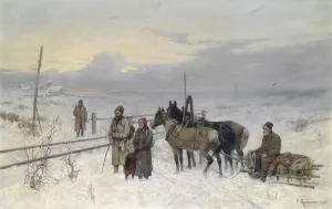 Warten auf den Zug by Franz Roubaud Oil Painting