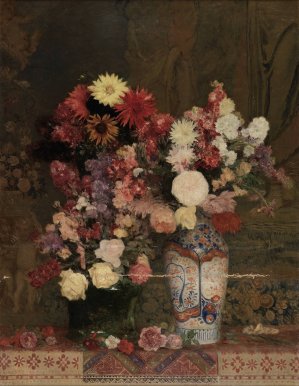 Herbstblumen mit Vase by Franz Rumpler Oil Painting