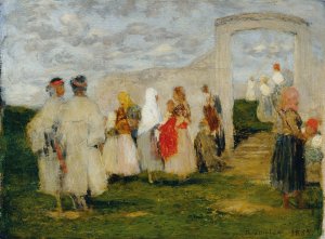 Kirchgang in Lundenburg by Franz Rumpler Oil Painting