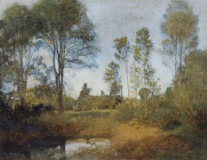 Landschaft mit Heuwagen by Franz Rumpler Oil Painting