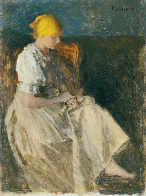 Sitzendes Madchen by Franz Rumpler Oil Painting