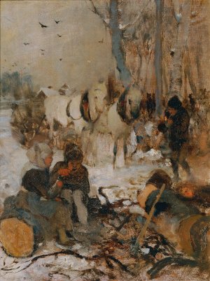 Winter by Franz Rumpler Oil Painting