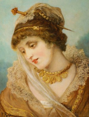 Brustbild einer Dame im reichen Kostum by Franz Russ The Elder Oil Painting