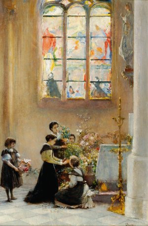 Fest St. Maria in einer Kirche in Venedig by Franz Russ The Younger Oil Painting