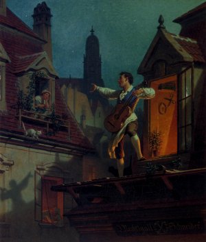 A Moonlit Serenade Oil painting by Franz Schams