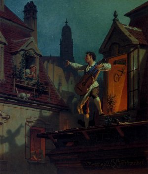 A Moonlit Serenade by Franz Schams Oil Painting