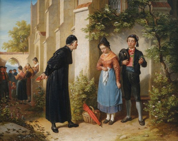 Main Product Photo of Die versaumte Predigt Painting by Franz Schams