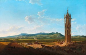 Die Spinnerin am Kreuz mit Aussicht gegen das Modlinger Gebirge by Franz Scheyerer Oil Painting