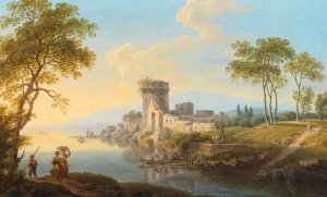 Flusslandschaft Mit Am Ufer Gelegenen Ruinen by Franz Scheyerer Oil Painting