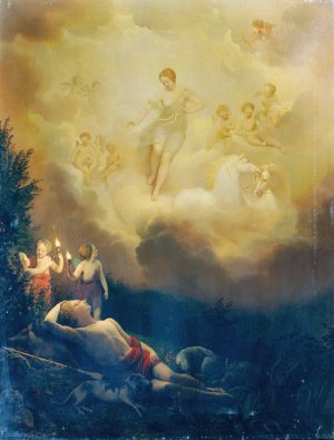 Diana und Endymion by Franz Schrotzberg Oil Painting
