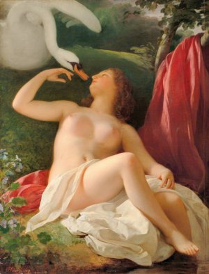 Leda mit dem Schwan by Franz Schrotzberg Oil Painting