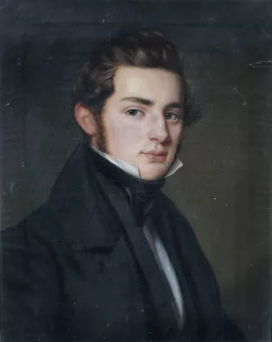 Bildnis eines jungen Herrn in schwarzem Gehrock in Dreiviertelansicht nach rechts. by Franz Seraph Stirnbrand Oil Painting