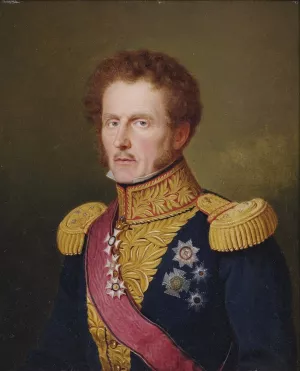 Portrait des Ernst Freiherr von Hugel in Dreiviertelansicht nach links. Oil painting by Franz Seraph Stirnbrand