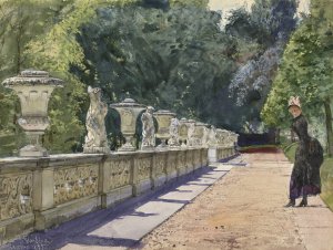A Promenade in the Park at Sanssouci by Franz Skarbina Oil Painting