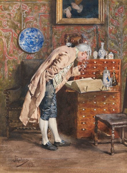 Die genusliche Lekture  by Franz Skarbina - Hand-Painted Oil Painting Reproduction