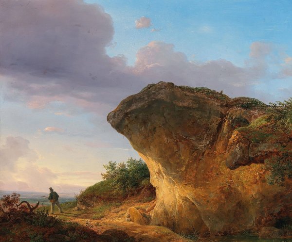 Hunter before a Rock by Franz Steinfeld - Hand-Painted Oil Painting Reproduction