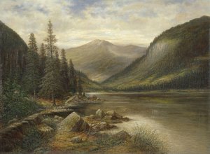 Erlaufsee mit kahlem Gipfel im Hintergrund by Franz Stephan Paschinger Oil Painting