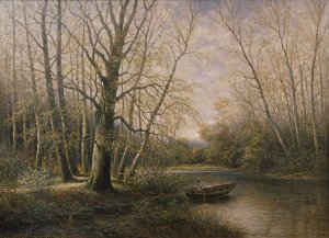 March-Auen im Fruhling by Franz Stephan Paschinger Oil Painting