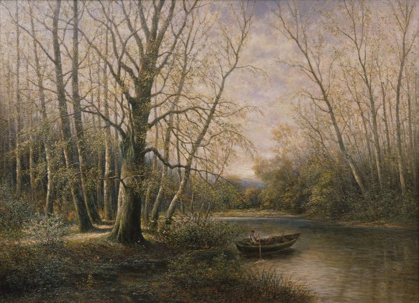 March-Auen im Fruhling  by Franz Stephan Paschinger - Hand-Painted Oil Painting Reproduction