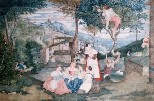 Italian country life by Franz Theobald Horny Oil Painting