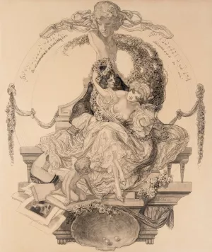 Ex libris Privy Councilor Lichtenberg by Franz Von Bayros Oil Painting