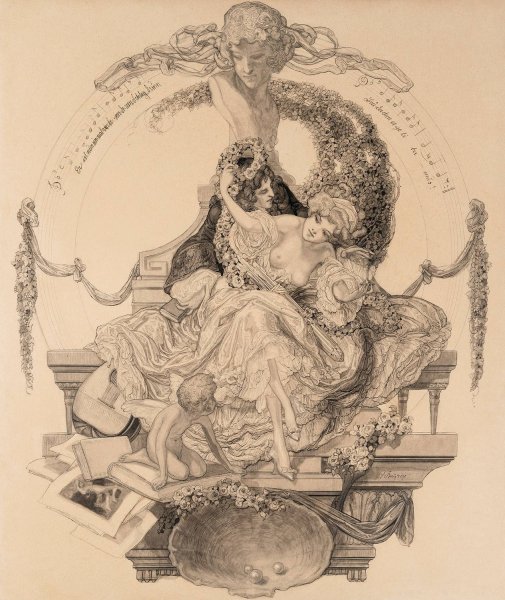 Main Product Photo of Ex libris Privy Councilor Lichtenberg Painting by Franz Von Bayros