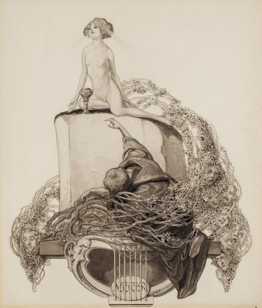 Main Product Photo of Ex Libris Walther and Amelia Fahrenhorst  Painting by Franz Von Bayros