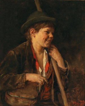A Tyrolean Shepard Boy by Franz Von Defregger Oil Painting