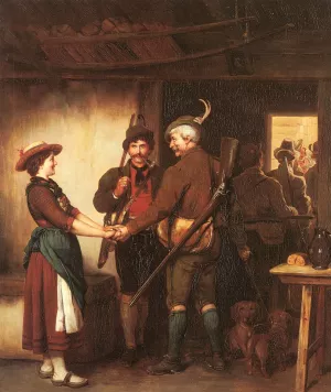 Abschied Der Jager by Franz Von Defregger Oil Painting