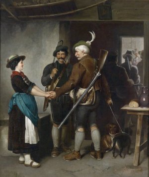 Abschied des Jagers by Franz Von Defregger Oil Painting