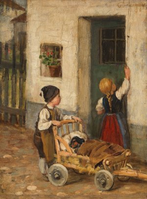 Der kranke Dackel by Franz Von Defregger Oil Painting