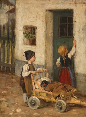 Der kranke Dackel by Franz Von Defregger Oil Painting