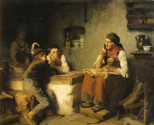 Die Marchenerzahlerin by Franz Von Defregger Oil Painting