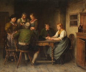 Die Werbung by Franz Von Defregger Oil Painting