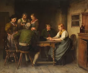 Die Werbung by Franz Von Defregger Oil Painting
