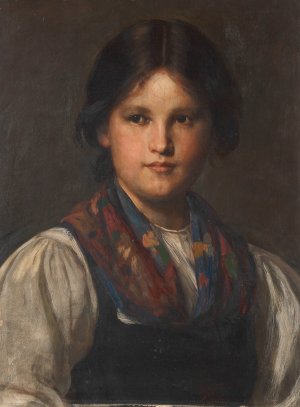 Dirndl by Franz Von Defregger Oil Painting
