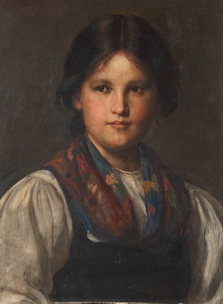 Dirndl  by Franz Von Defregger - Hand-Painted Oil Painting Reproduction