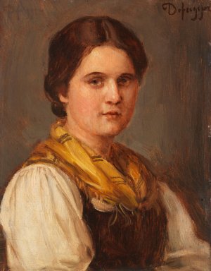 Dirndl by Franz Von Defregger Oil Painting