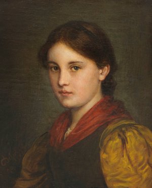 Dirndl. by Franz Von Defregger Oil Painting