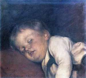 Fallen Asleep by Franz Von Defregger Oil Painting