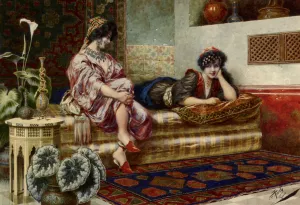 Idle Hours in the Harem by Franz Von Defregger - Oil Painting Reproduction