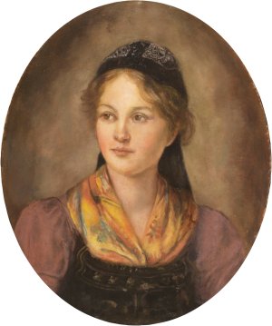 Madchenportrat by Franz Von Defregger Oil Painting