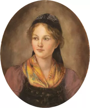 Madchenportrat by Franz Von Defregger Madchenportrat by Franz Von Defregger Oil Painting