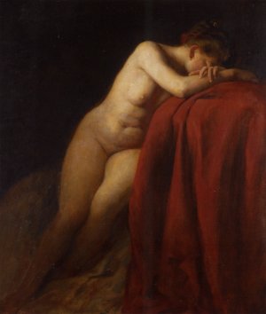 Mit Rotem Thuch by Franz Von Defregger Oil Painting