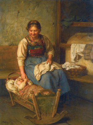 Mother's Pride by Franz Von Defregger Oil Painting