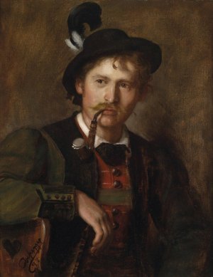 Portrait eines jungen Tirolers by Franz Von Defregger Oil Painting