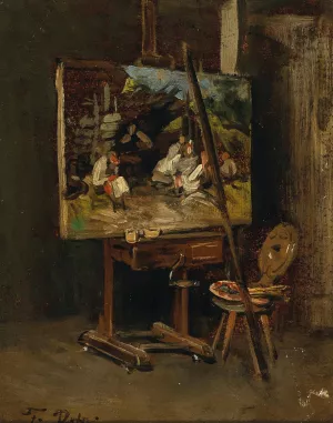 The Easel of the Artist by Franz Von Defregger The Easel of the Artist by Franz Von Defregger Oil Painting